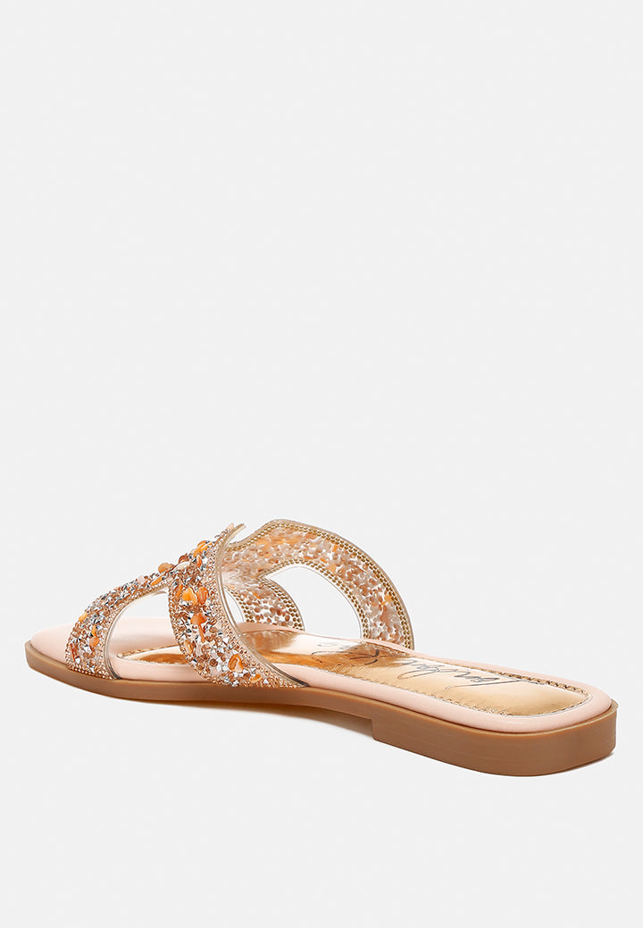 women rhinestone detail cut-out flats#color_pink