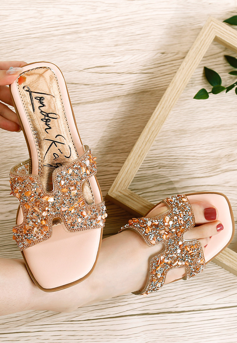 women rhinestone detail cut-out flats#color_pink