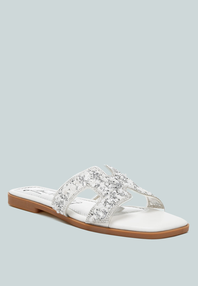 women rhinestone detail cut-out flats#color_white