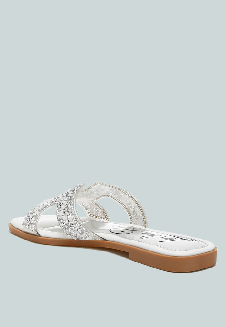 women rhinestone detail cut-out flats#color_white