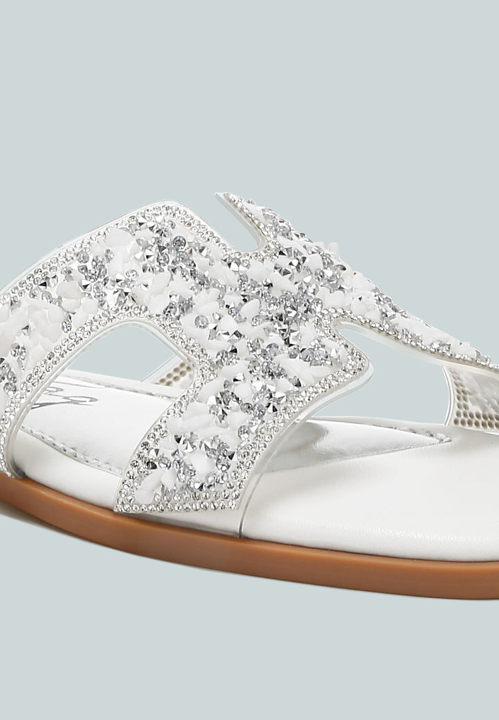 women rhinestone detail cut-out flats#color_white