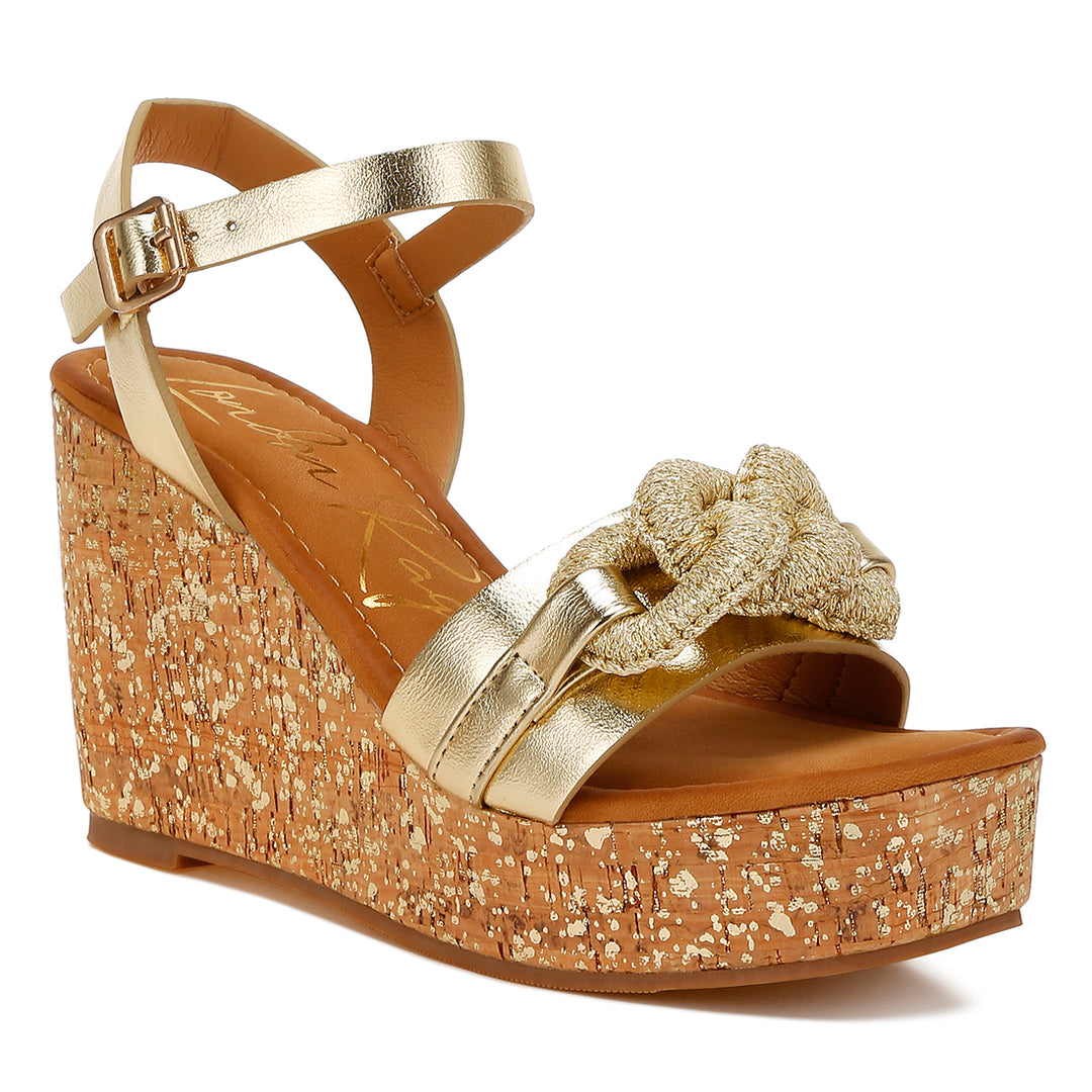 chain link detail wedge sandals#color_gold