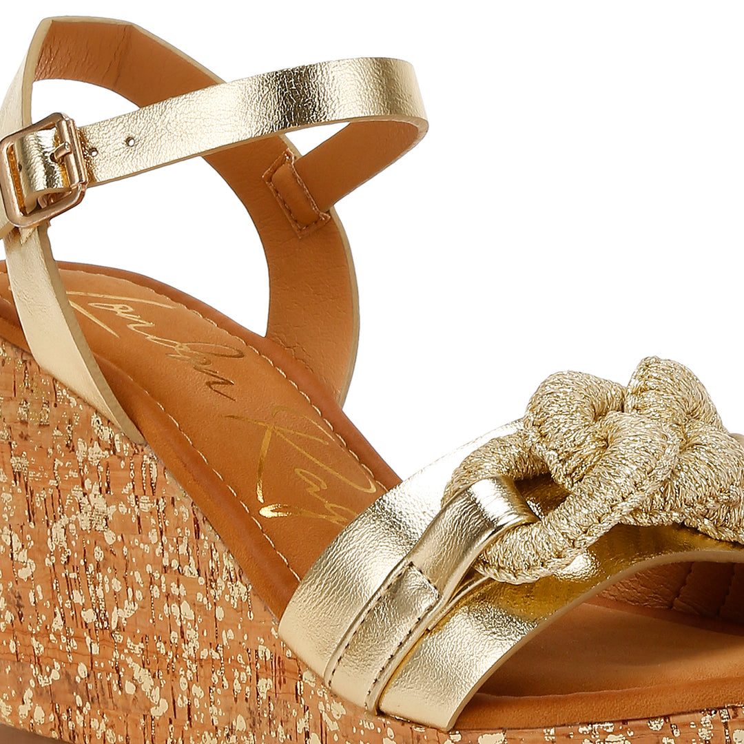 chain link detail wedge sandals#color_gold