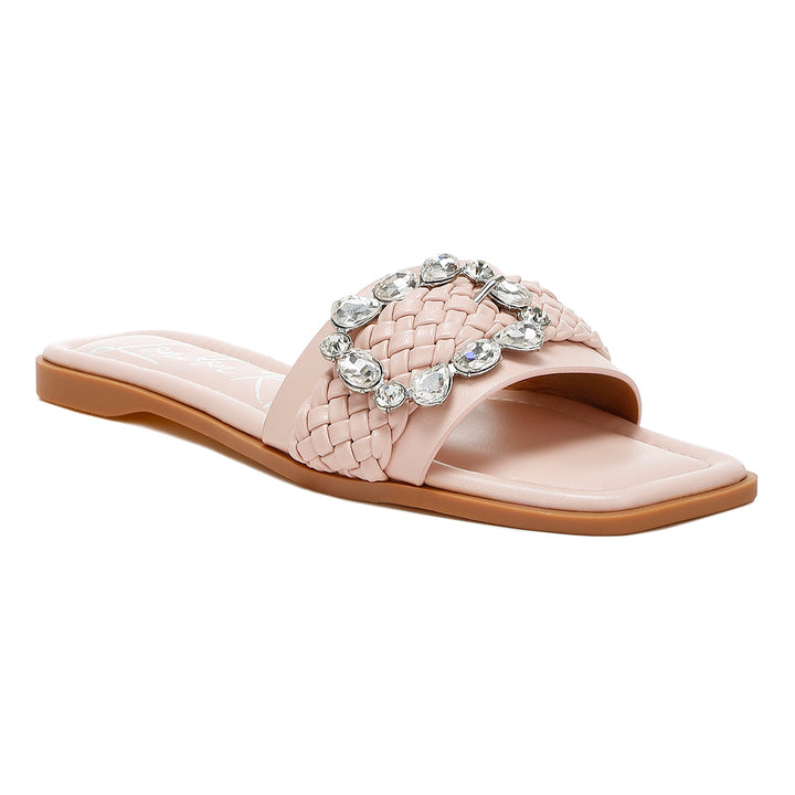 diamante flat sandals#color_pink