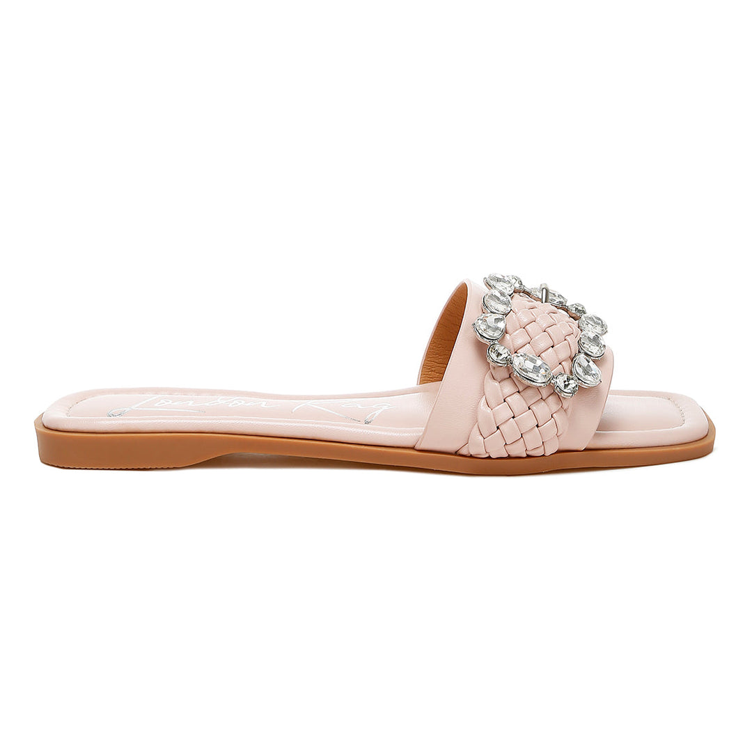 diamante flat sandals#color_pink