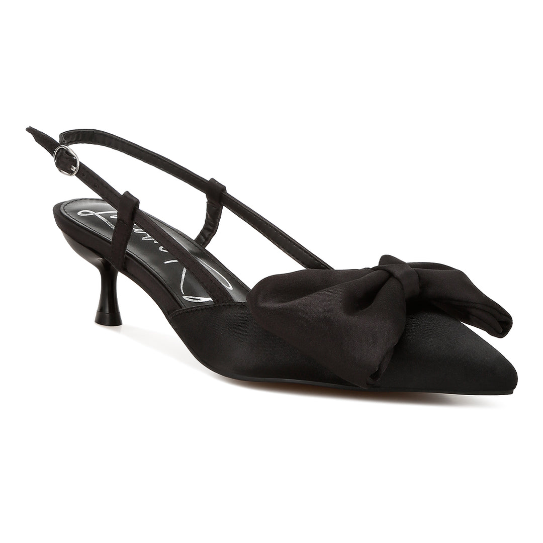 satin bow slingback sandals#color_black