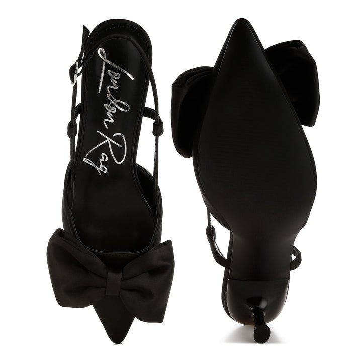 satin bow slingback sandals#color_black