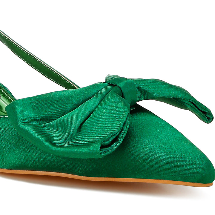 satin bow slingback sandals#color_green