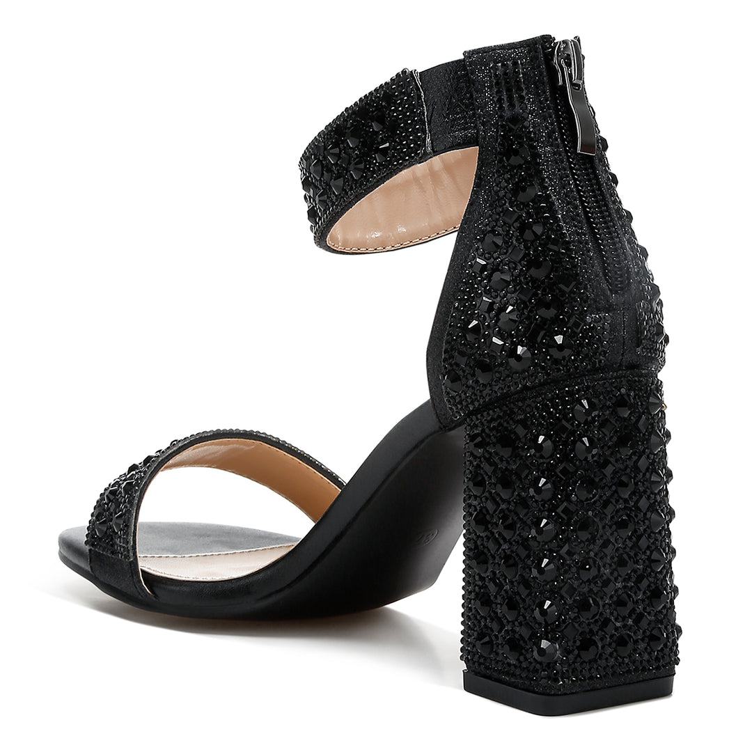 rhinestones and sequins block sandals#color_black