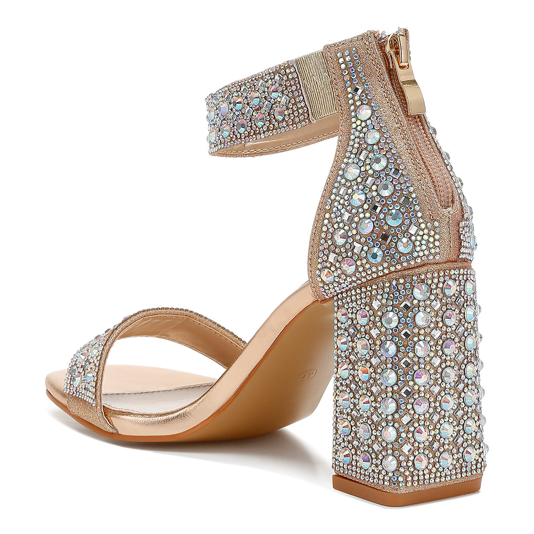 rhinestones and sequins block sandals#color_rose-gold