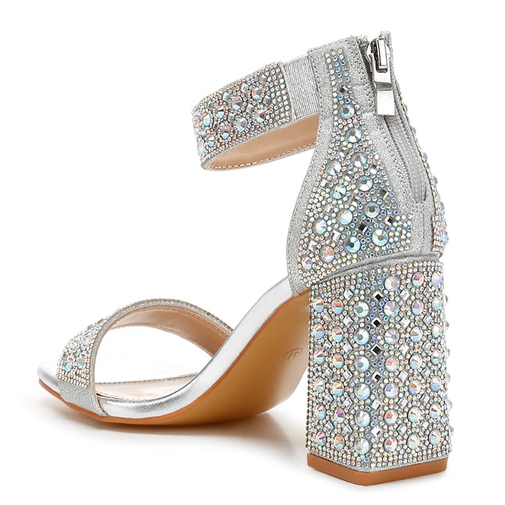 rhinestones and sequins block sandals#color_silver