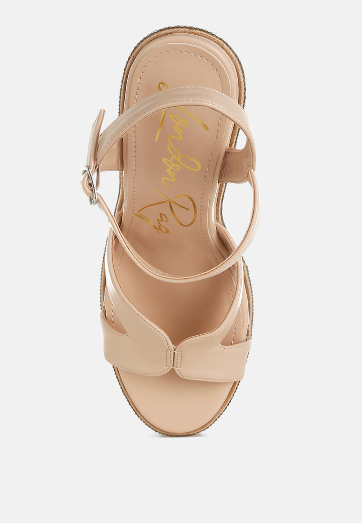 women rhinestones embellished wedge sandals#color_beige