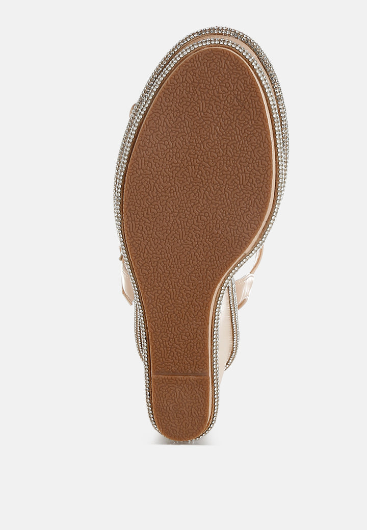 women rhinestones embellished wedge sandals#color_beige