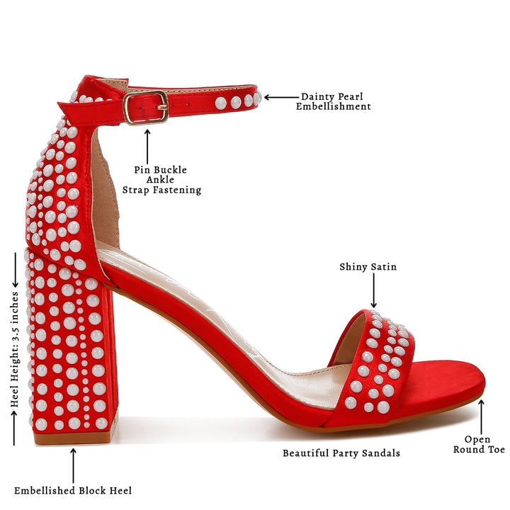 pearls embellished satin sandals#color_red