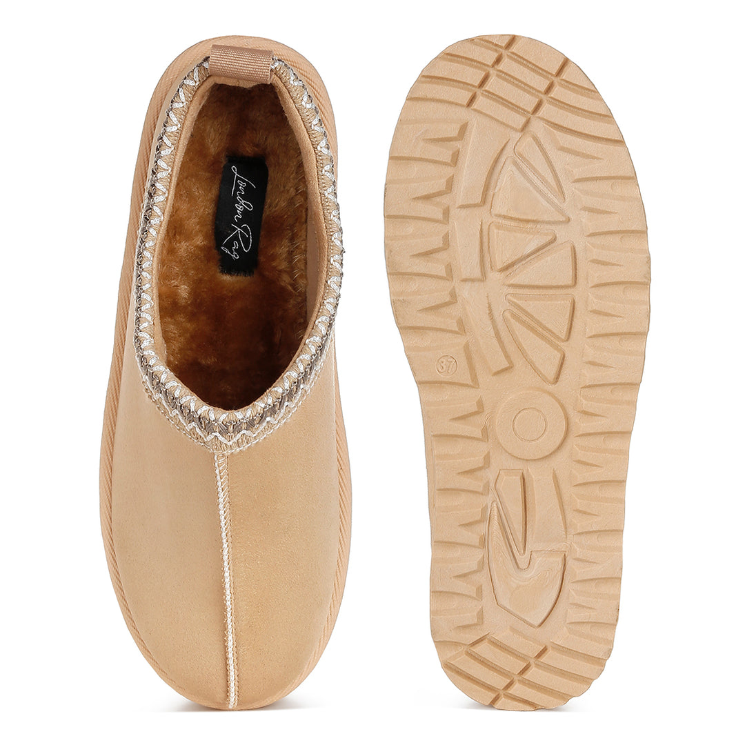 embroidered platform fur classic slip-on#color_beige