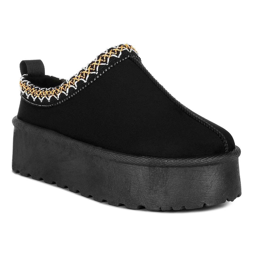 embroidered platform fur classic slip-on#color_black