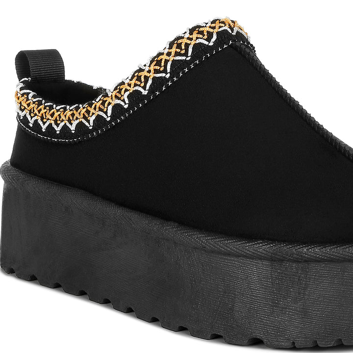 embroidered platform fur classic slip-on#color_black