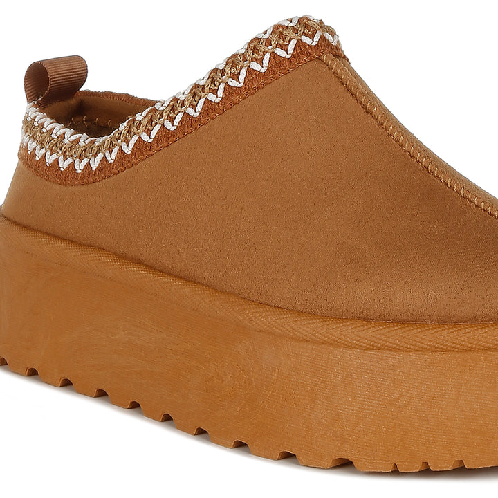 embroidered platform fur classic slip-on#color_tan