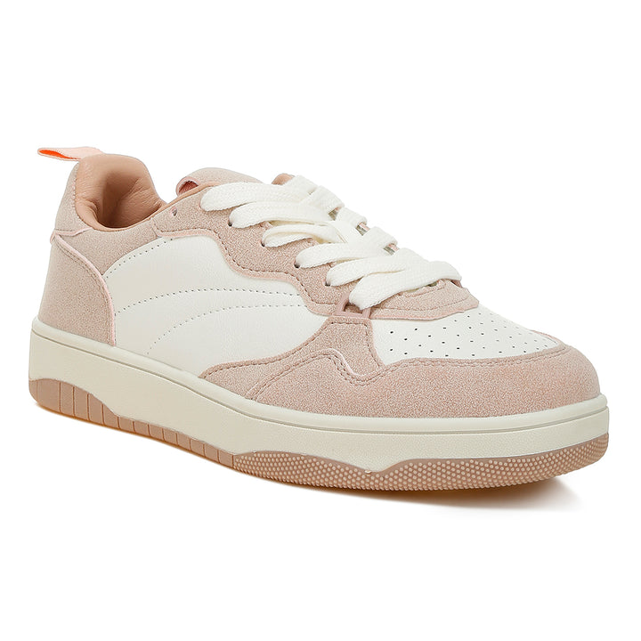 faux leather casual sneakers#color_pink