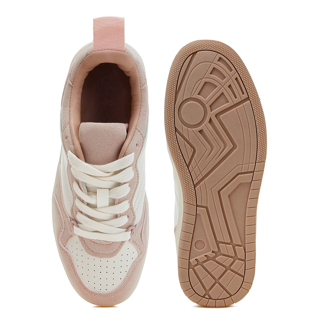 faux leather casual sneakers#color_pink