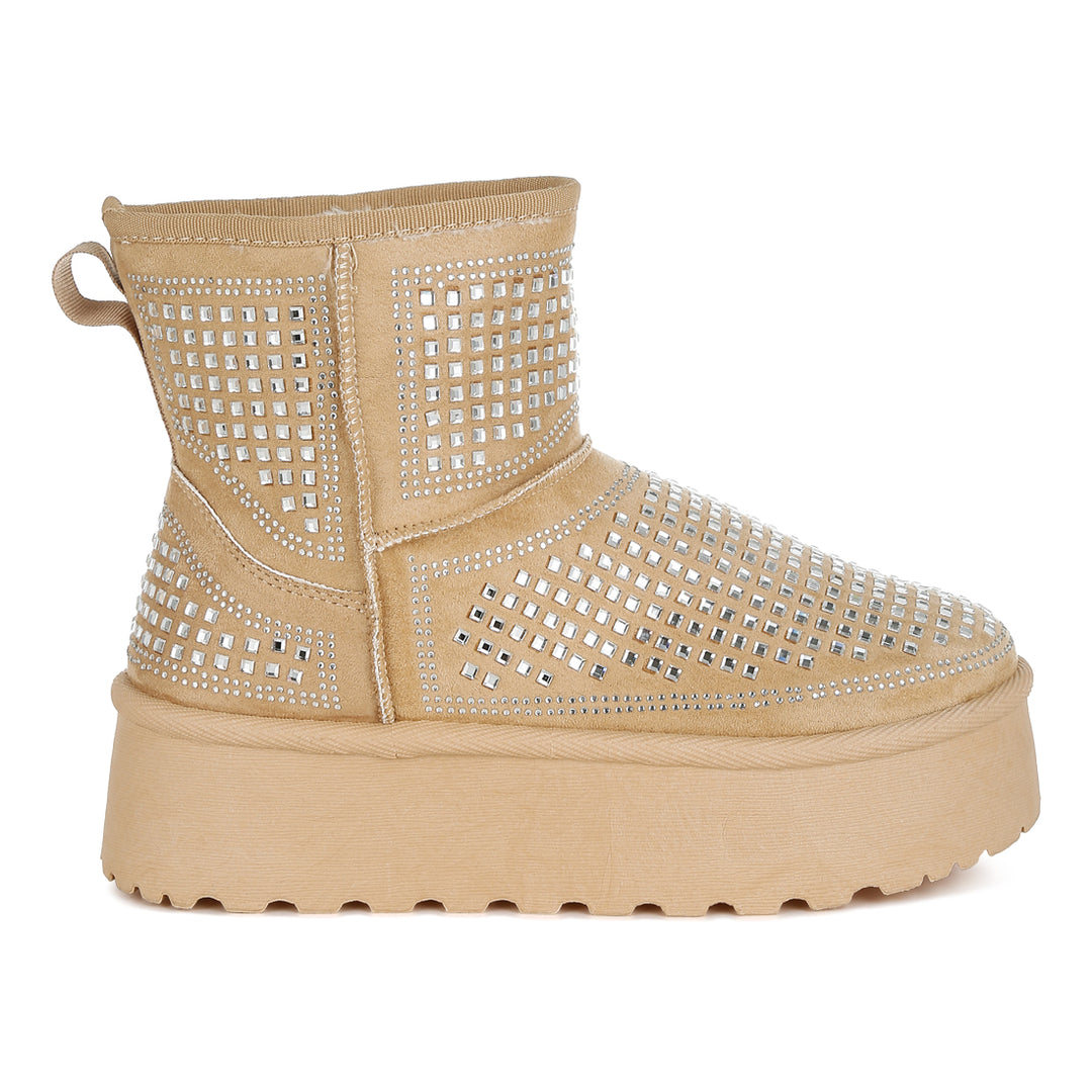 chunky rhinestones ankle boots
#color_beige