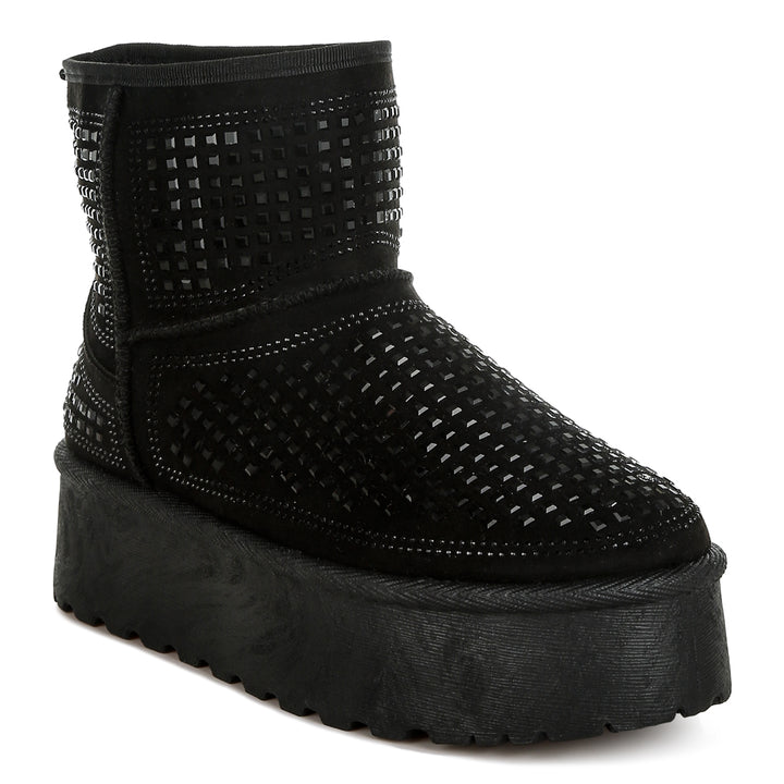 chunky rhinestones ankle boots
#color_black