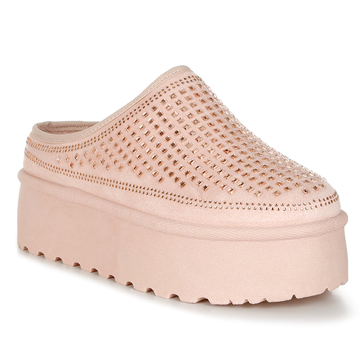 rhinestones embellished platform classic slip-on#color_pink