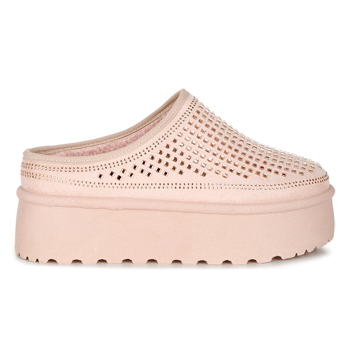 rhinestones embellished platform classic slip-on#color_pink