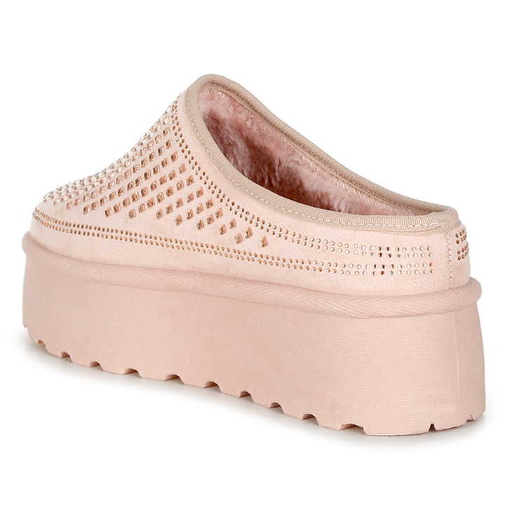 rhinestones embellished platform classic slip-on#color_pink