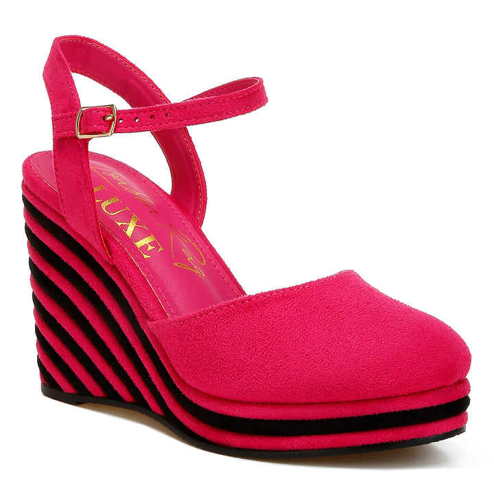 dual tone wedge sandals#color_pink