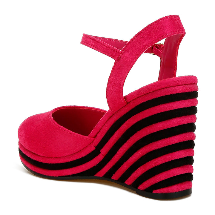 dual tone wedge sandals#color_pink