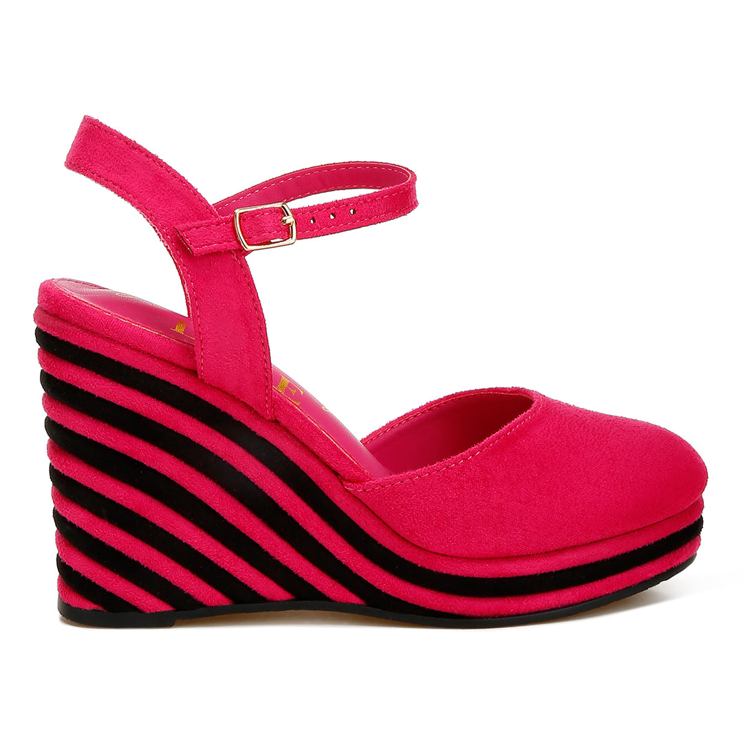 dual tone wedge sandals#color_pink