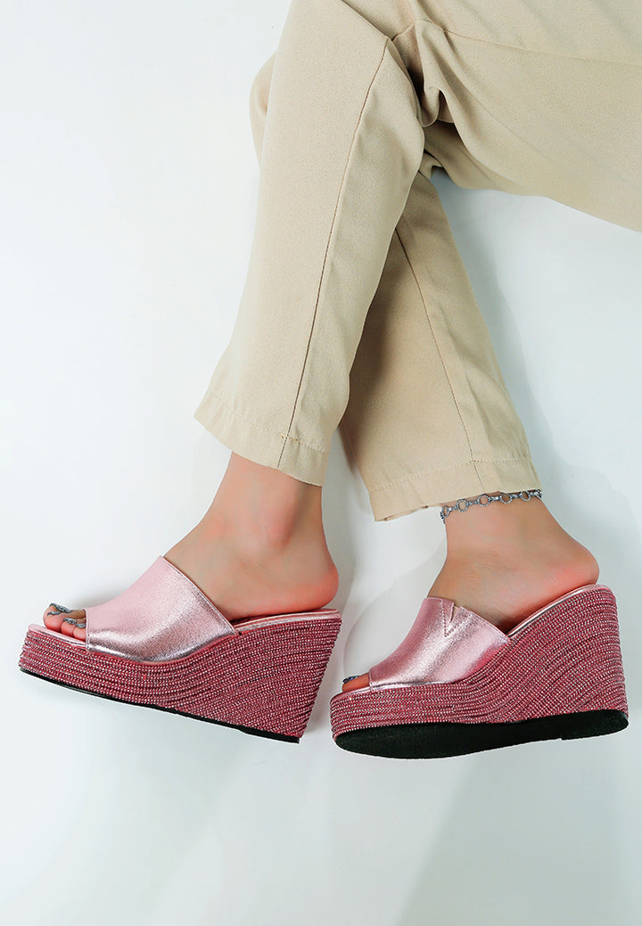 Wedge Heel Peep Toe Sandals#colour_pink