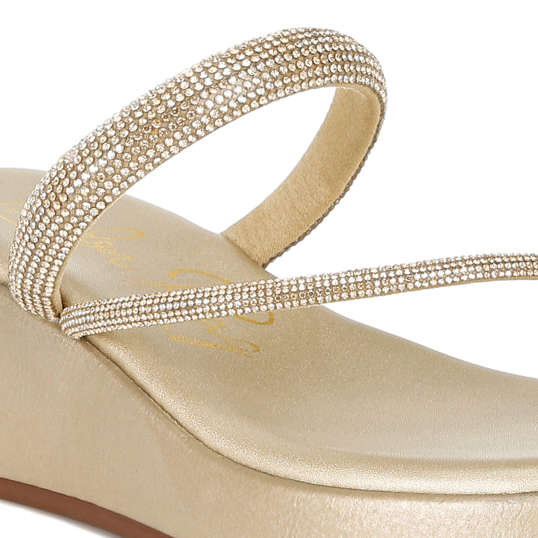 toe loop slip on rhinestone sandals#color_gold