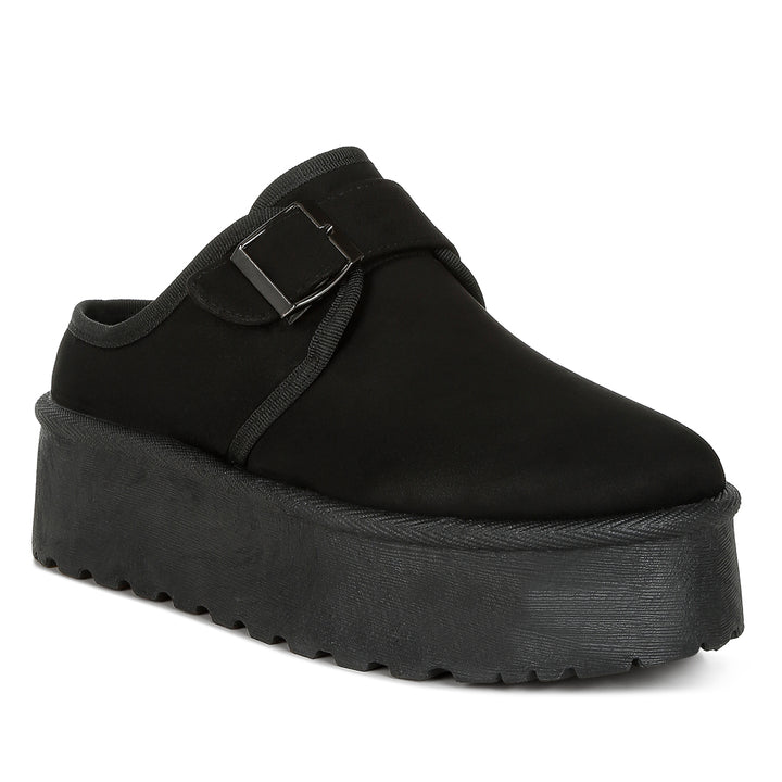 buckle strap fur platform classic slip-on#color_black