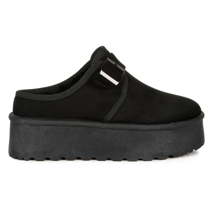 buckle strap fur platform classic slip-on#color_black