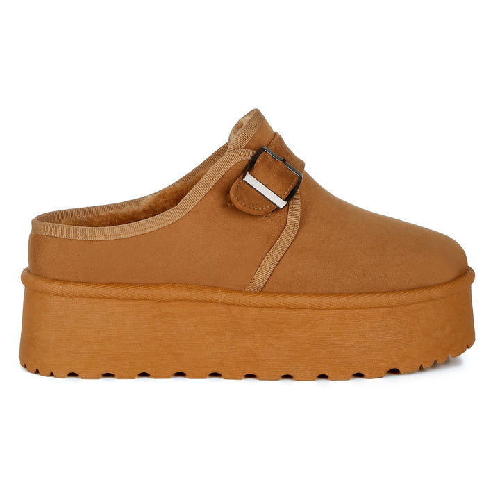 buckle strap fur platform classic slip-on#color_tan