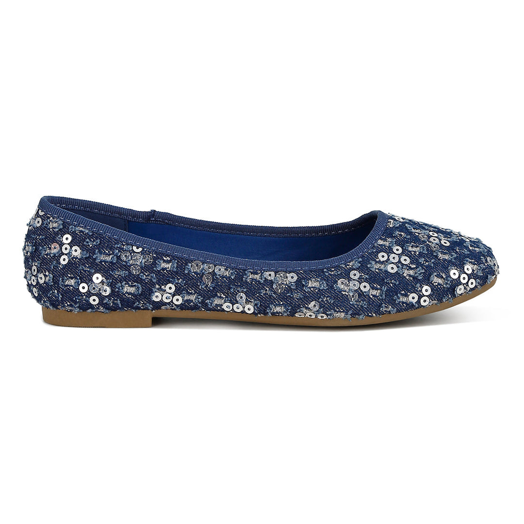 sequin ballet flats#color_blue