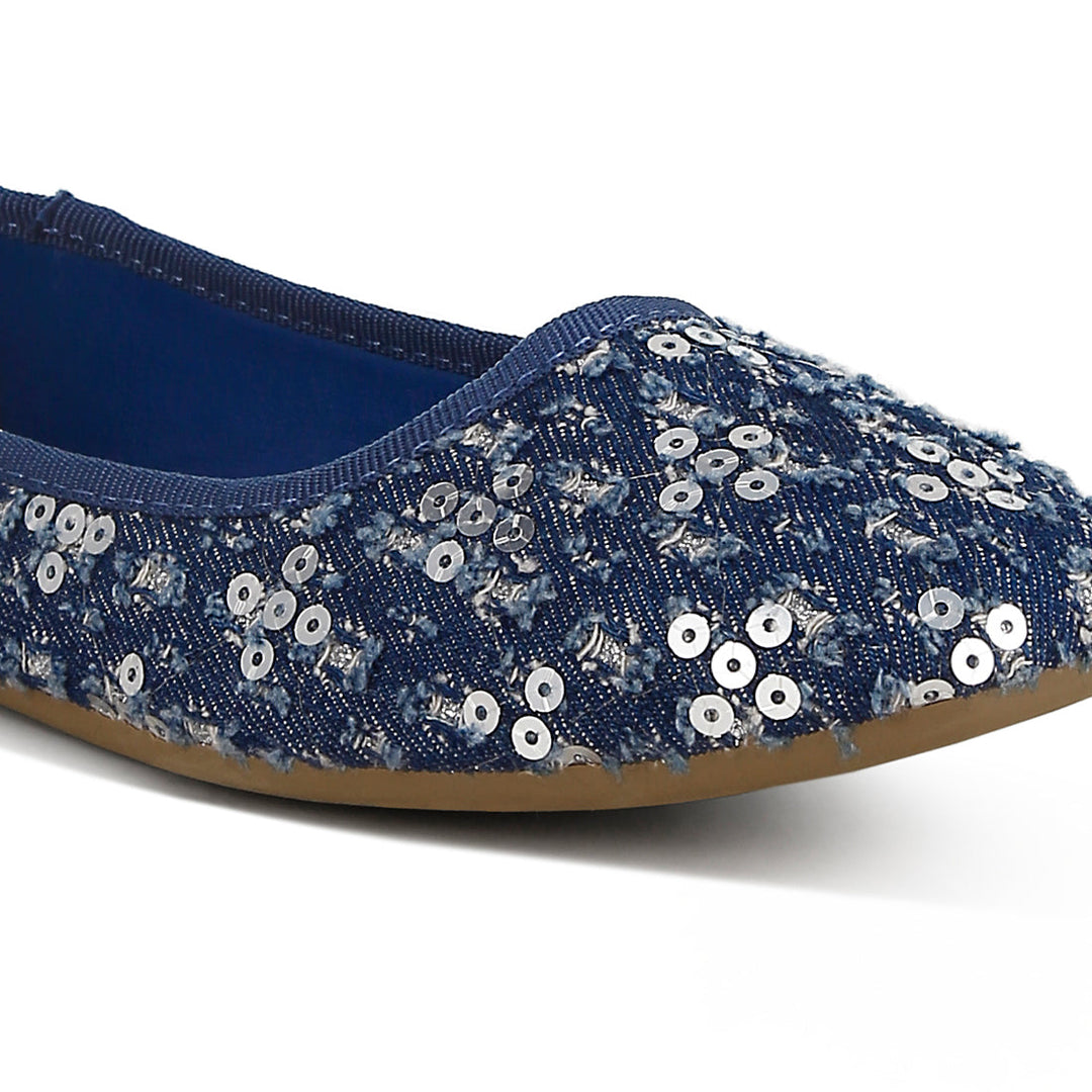 sequin ballet flats#color_blue