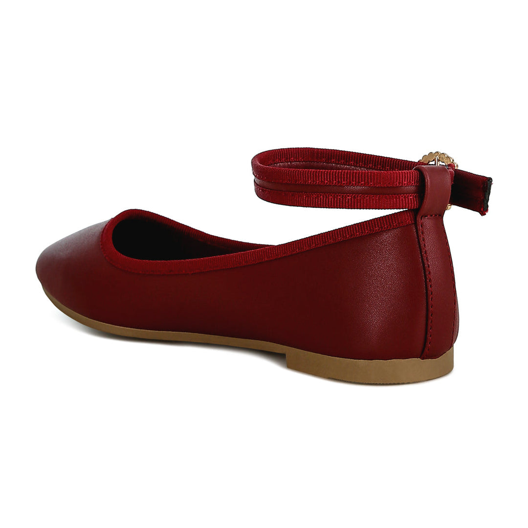 ankle strap detail ballet flats#color_burgundy