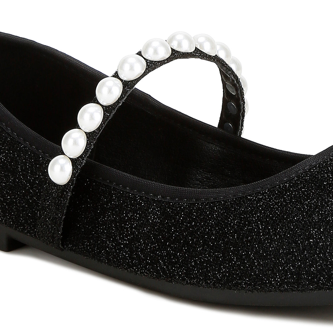 pearl strapped glitter ballerinas#color_black