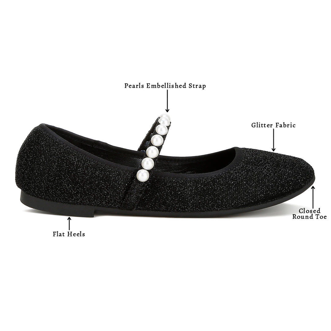 pearl strapped glitter ballerinas#color_black