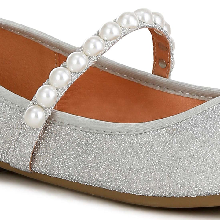 pearl strapped glitter ballerinas#color_silver