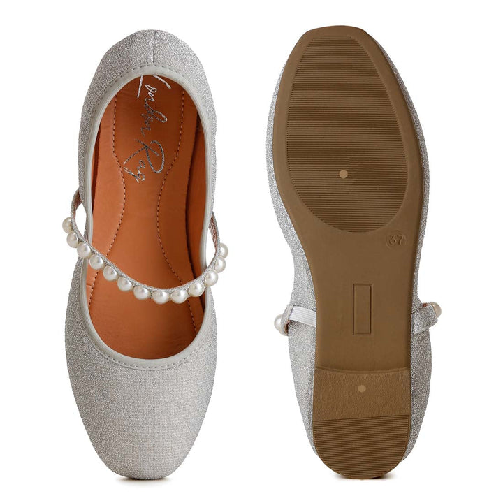 pearl strapped glitter ballerinas#color_silver