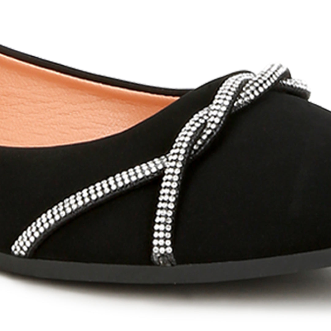 rhinestone faux leather ballerinas#color_black