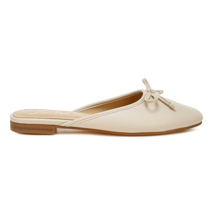 bow slip-on flat mules#color_beige