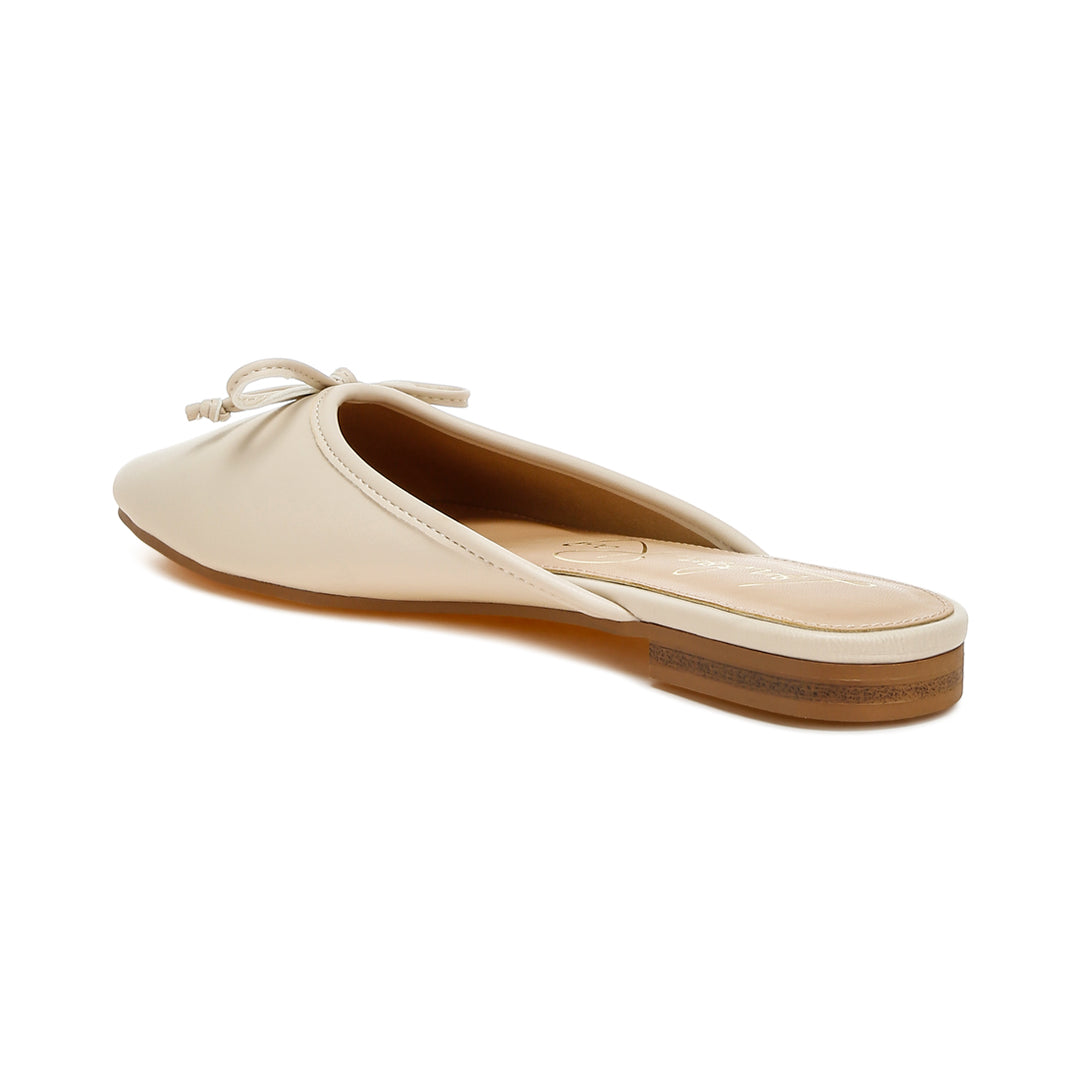 bow slip-on flat mules#color_beige