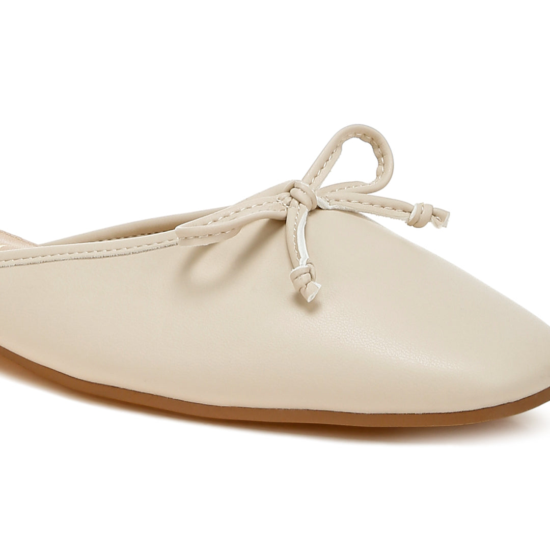 bow slip-on flat mules#color_beige