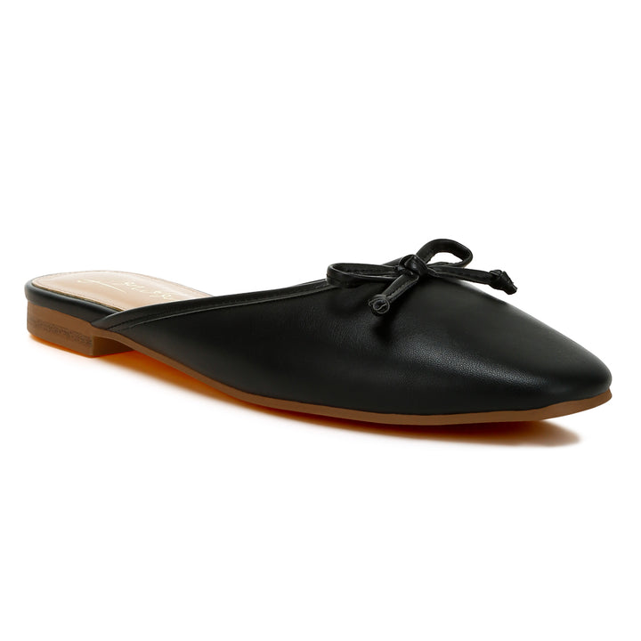 bow slip-on flat mules#color_black