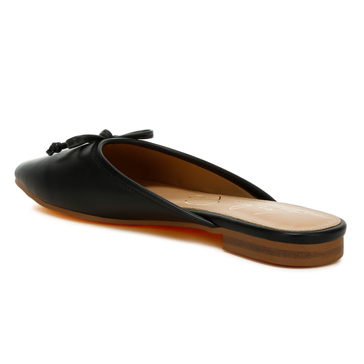 bow slip-on flat mules#color_black